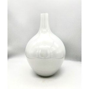 Retired IKEA Salong Vase Handmade Opaque White Cased Glass MCM Style 8" H